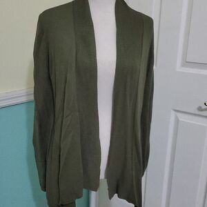 LOFT Outlet Olive Green Stylish Lightweight Flowy Casual Office Open Cardigan M